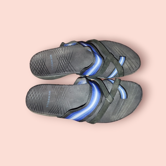 Merrell Zinnia Strappy Toe Sandals Black/ Blue Casual Comfort Walking Outdoors 9 - Picture 1 of 4